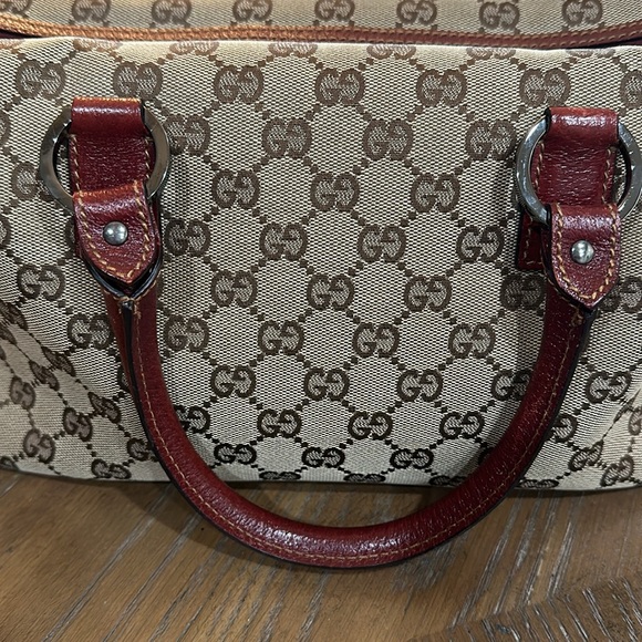Gucci GG brown and burgundy Boston bag - Picture 13 of 15